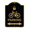 Signmission Parking W/ Lock Cycle & Bidirectional Arrow, Black & Gold Aluminum Sign, 18" x 24", BG-1824-23475 A-DES-BG-1824-23475 - alternate 1